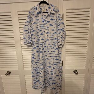 Maeve by Anthropologie Bettina Tiered Shirtdress Fish Print